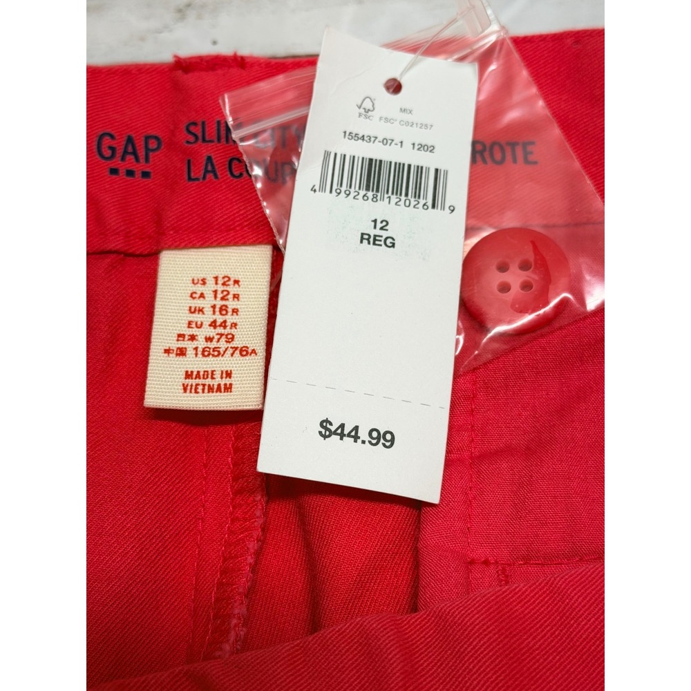 Gap Slim City Khaki Pants Womens size 12 Regular coral pink Chino Trousers NEW - Picture 4 of 11
